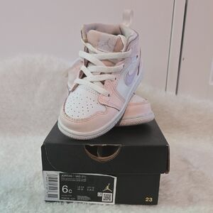 Jordan 1 Mid Pink and White